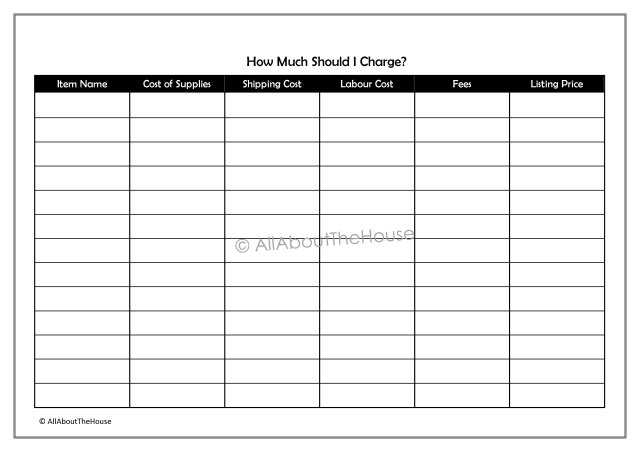 170. Item Cost Worksheet - AllAboutTheHouse