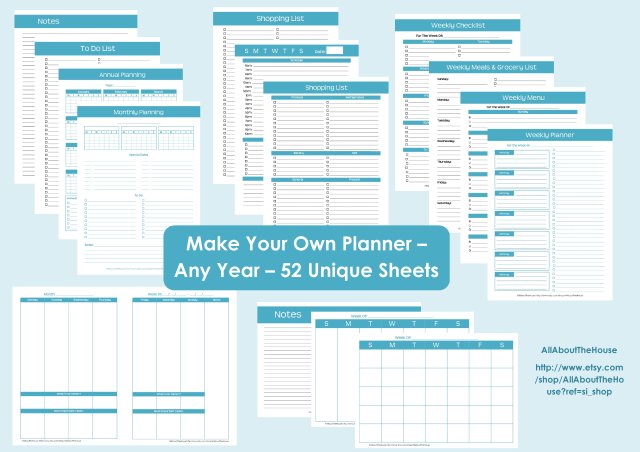  Printable Planner - Personalised Diary Planner -Agenda-2013-2014 Any Year-Build Your Own Planner-Weekly Planner-Day Planner -Product 437