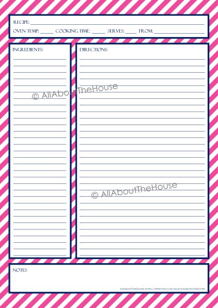 Stripe Recipe Sheet Style 6 - pink, 27