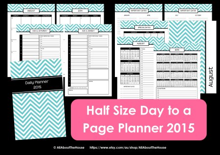 half size day to a page printable planner chevron 2014 2015 pdf