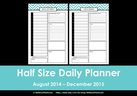 Half Size printable planner 2014 2015 chevron editable 4