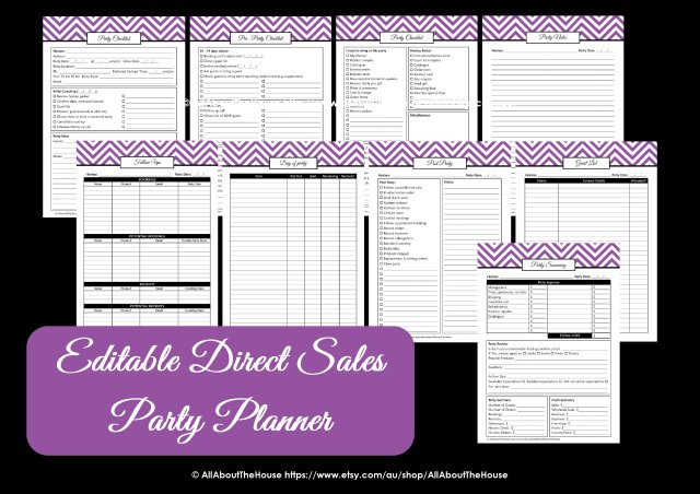 direct sales party planner checklist host printable editable instant download chevron