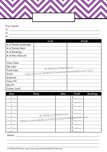 Direct sales planner monthly weekly stats printable editable chevron