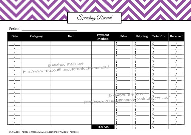 direct sales spending record avon body shop pampered chef printable planner organizer pdf editable