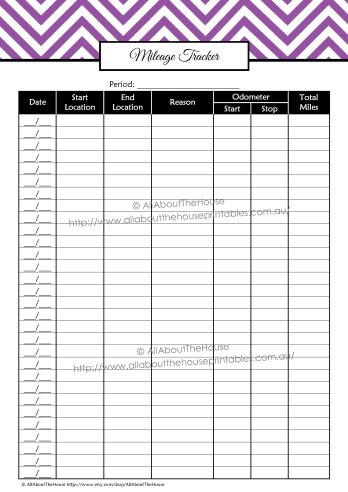 Mileage Tracker printable kilometre tracker log book tax deduction instant download chevron editable direct sales expenses