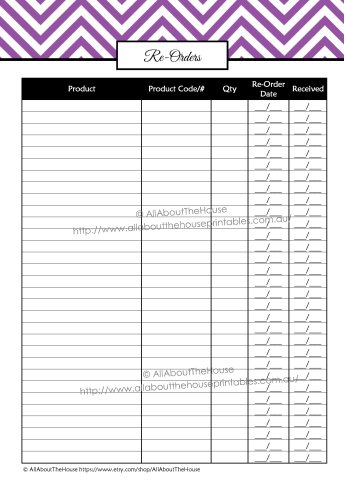 Re-Orders - inventory direct sales personalised planner 2015 2016 perpetual editable chevron instant download