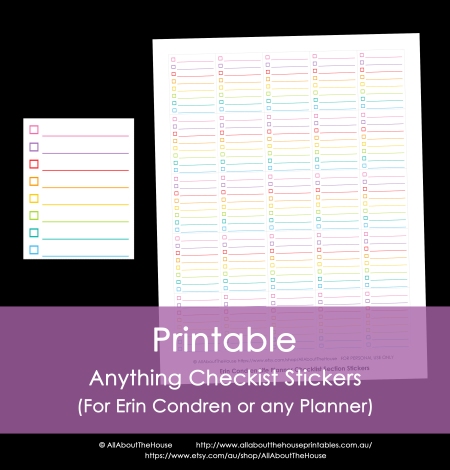 checklist sticker calendar planner rainbow printable erin condren plum paper accessory