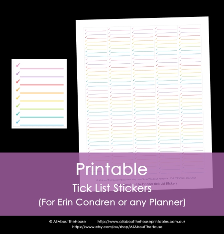 Printable checklist sticker planner calendar erin condren rainbow plum paper