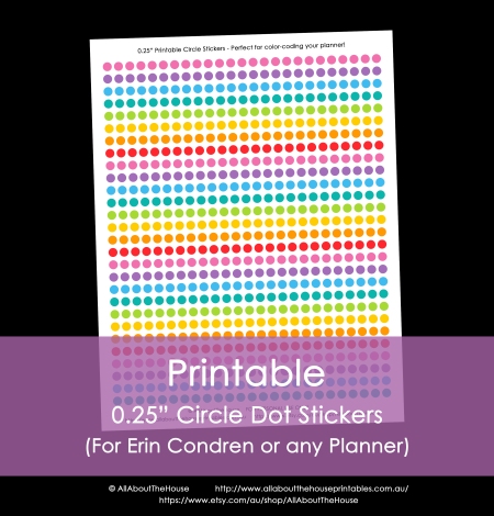 printable circle dot stickers round quarter inch calendar planner erin condren rainbow