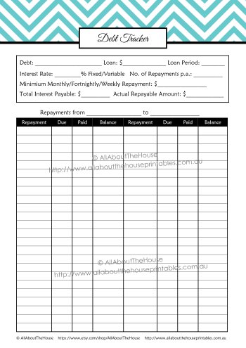 Debt Repayments Tracker repayment budget money management printable editable chevron budget bill pay calendar organizer checklist finance spending expenses home binder household budget monthly annual weekly