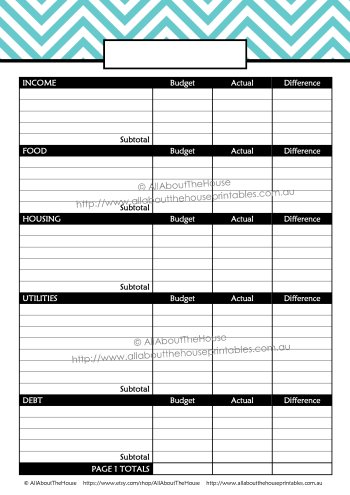 Editable Budget - Categorised - Blank filled in printable pdf chevron 6 pages add your own items pdf letter size money manage