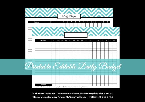 editable daily spending budget tracker printable chevron budget binder finance homekeeping notebook instant download organize