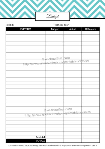 Simple Budget printable editable chevron budget binder finance printable income expenses money management business planner