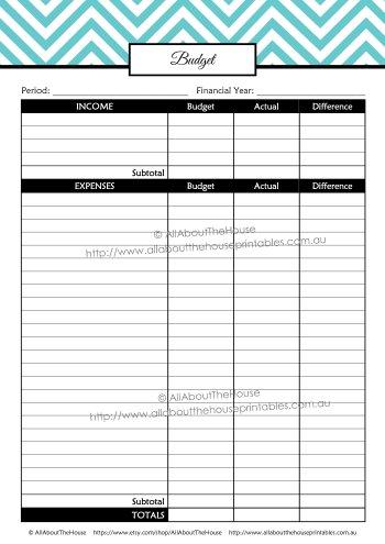 Simple Budget printable editable chevron budget binder finance printable income expenses money management business work at home