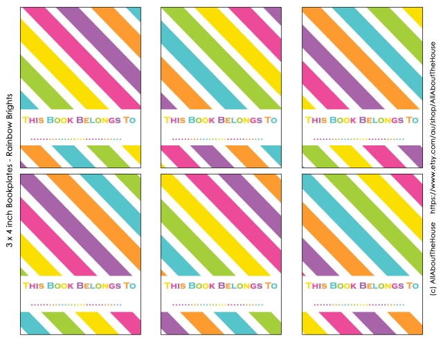 3 x 4 inch rainbow bright bookplates
